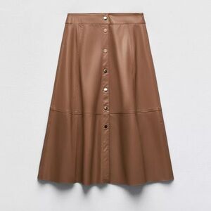 ZARA FAUX LEATHER MIDI SKIRT